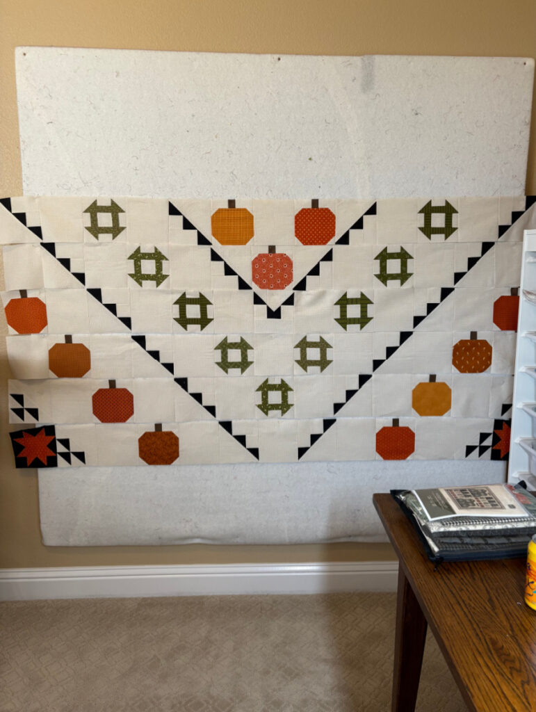 bottom six rows of Pumpkin Spice Gatherings quilt top