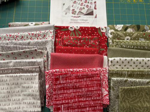 fabrics for Pattern Basket Winter Village project