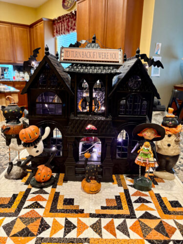 haunted house on kitchen counter
