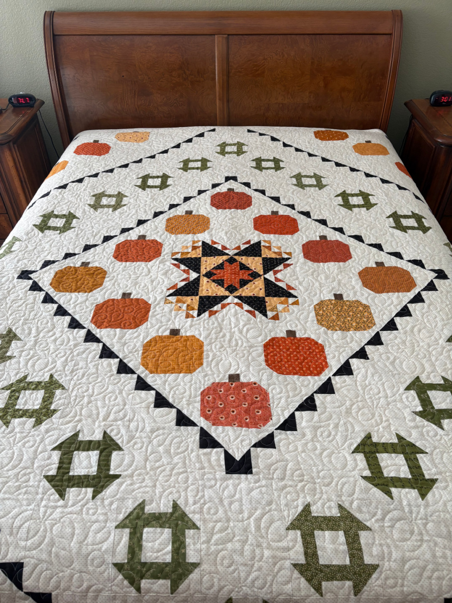 Pumpkin Spice Gatherings is On the Bed - Sister’s Choice Quilts